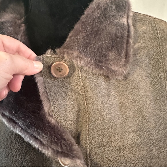 Roper Womens Size Large Brown Leather Cropped Jacket Faux Fur Lining & Trim - Picture 7 of 13